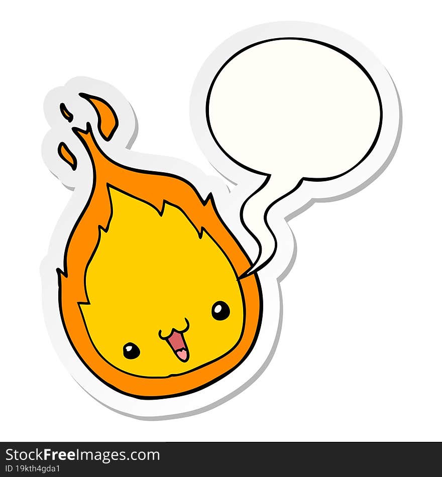 cute cartoon flame and speech bubble sticker