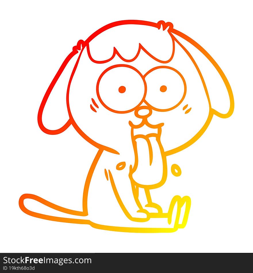 Warm Gradient Line Drawing Cute Cartoon Dog