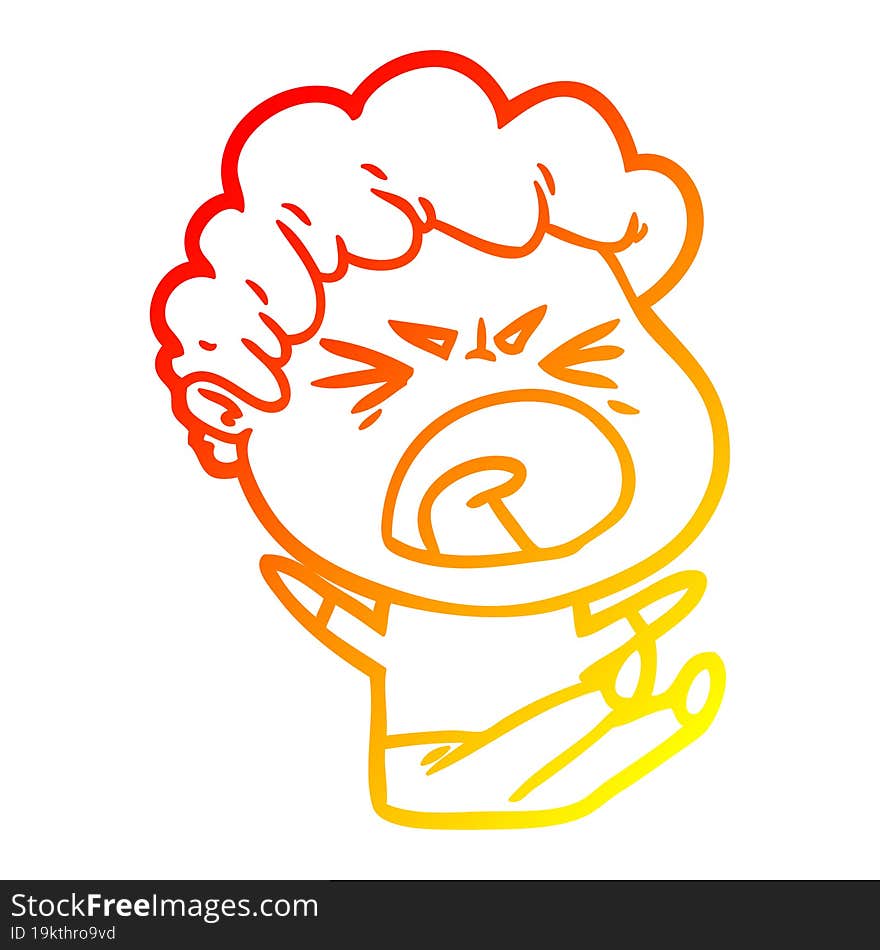 warm gradient line drawing cartoon furious man