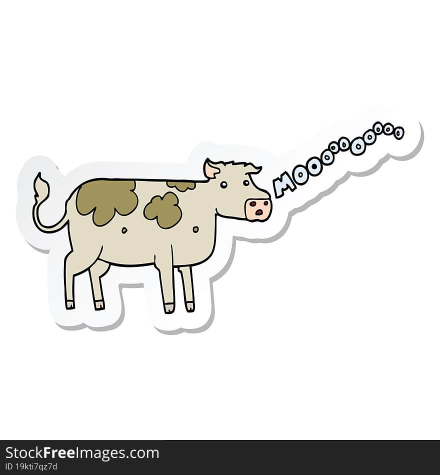 Sticker Of A Cartoon Cow