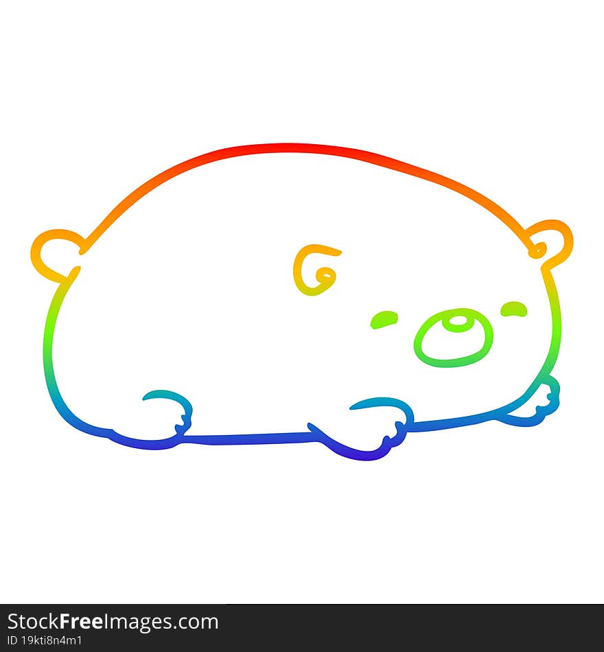 Rainbow Gradient Line Drawing Cute Polar Bear