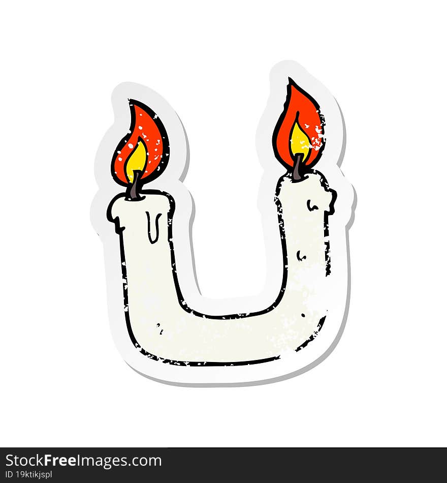 retro distressed sticker of a burning the candle at both ends cartoon