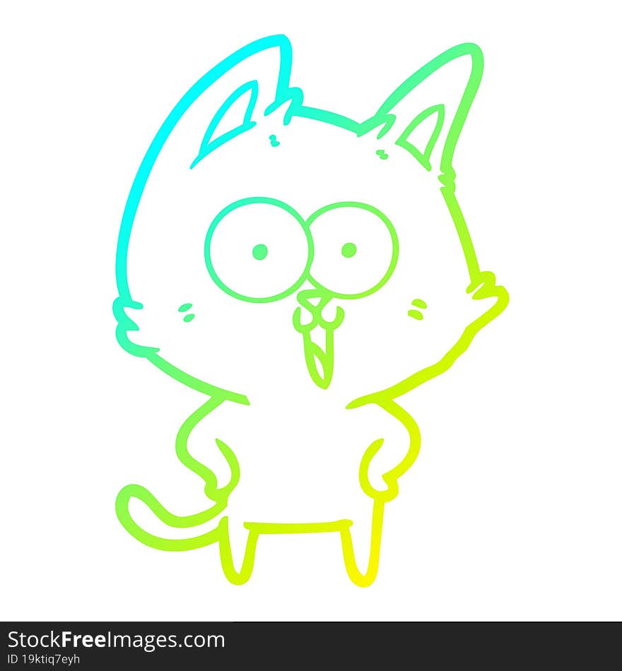 cold gradient line drawing funny cartoon cat