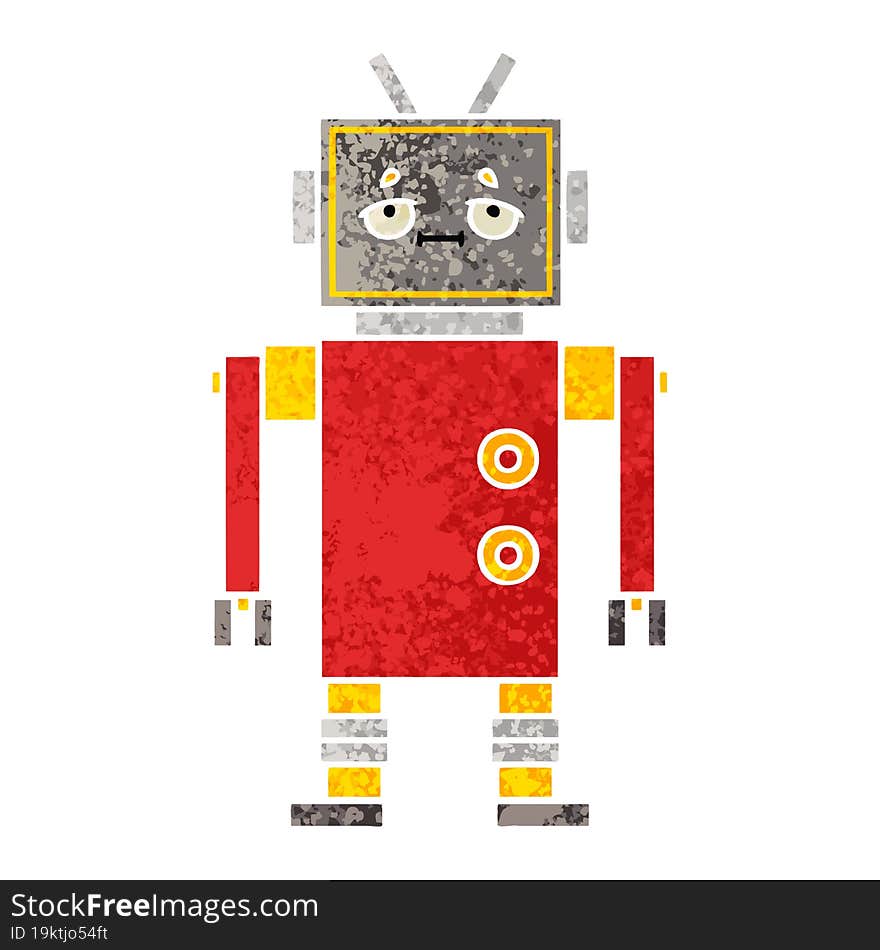 retro illustration style cartoon of a robot