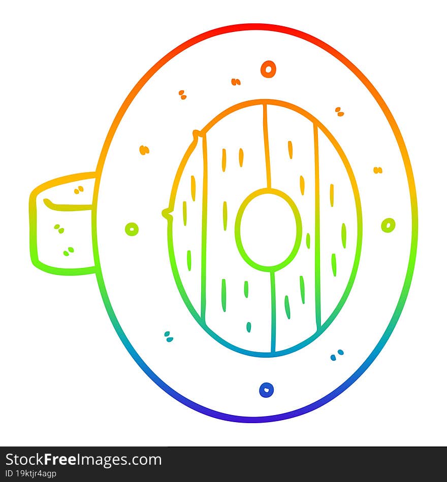 rainbow gradient line drawing viking shield cartoon