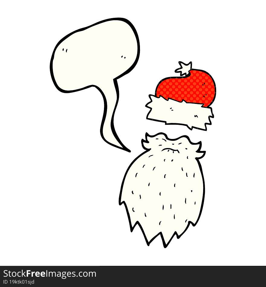 comic book speech bubble cartoon santa hat and beard