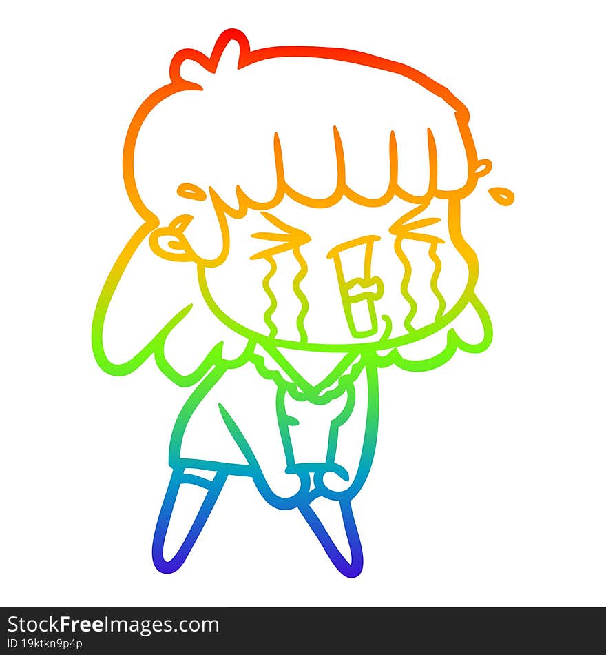 rainbow gradient line drawing of a cartoon woman