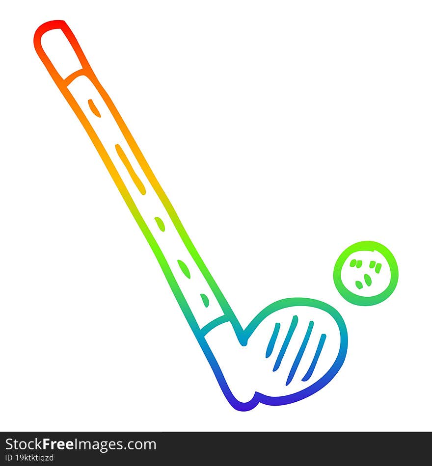 rainbow gradient line drawing of a cartoon golf club