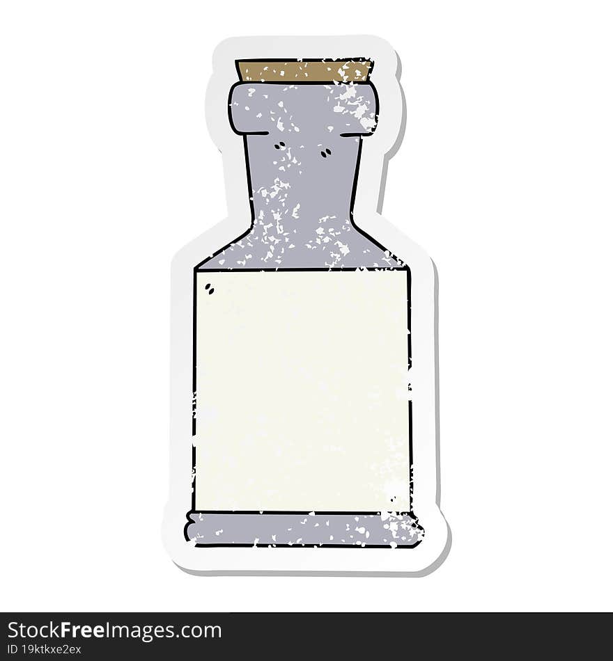 distressed sticker of a quirky hand drawn cartoon potion bottle