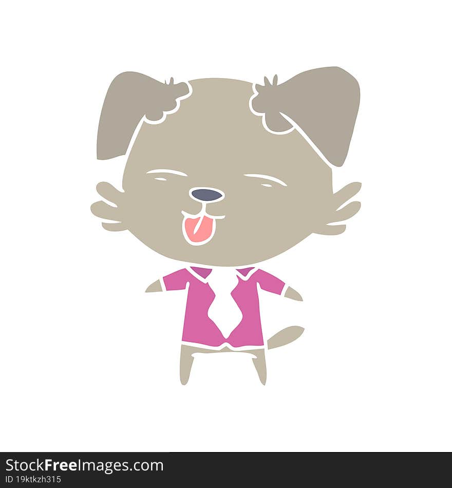 Flat Color Style Cartoon Dog In Shirt And Tie