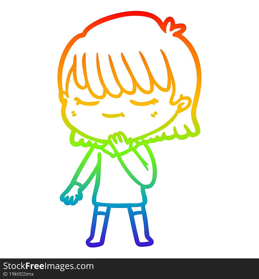 rainbow gradient line drawing of a cartoon woman