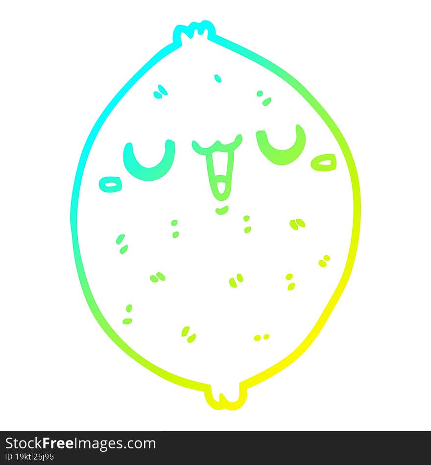 cold gradient line drawing cartoon happy lemon