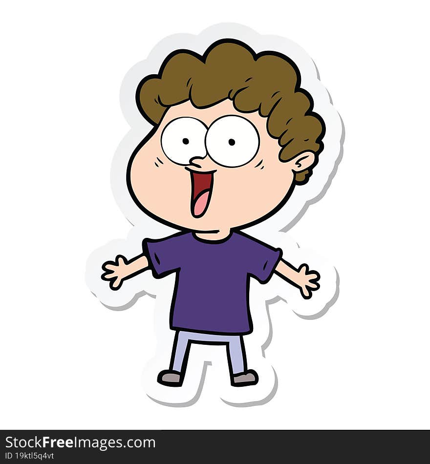 sticker of a cartoon happy man