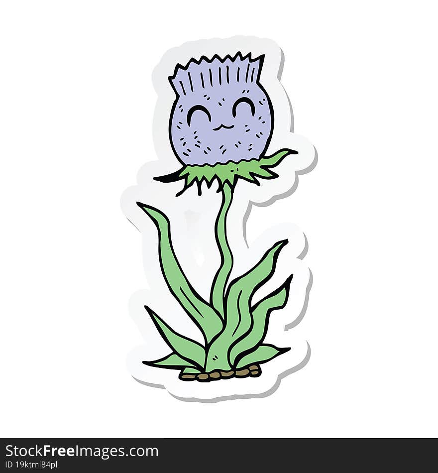 sticker of a cartoon thistle