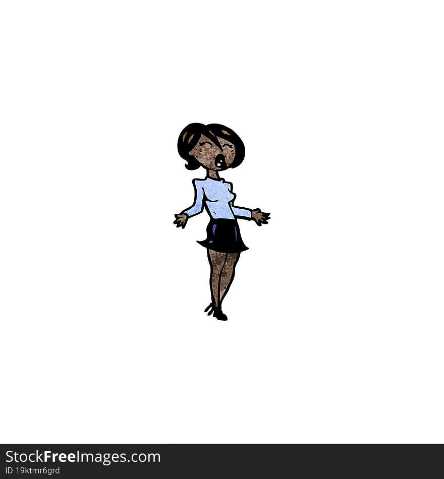 cartoon woman in short skirt