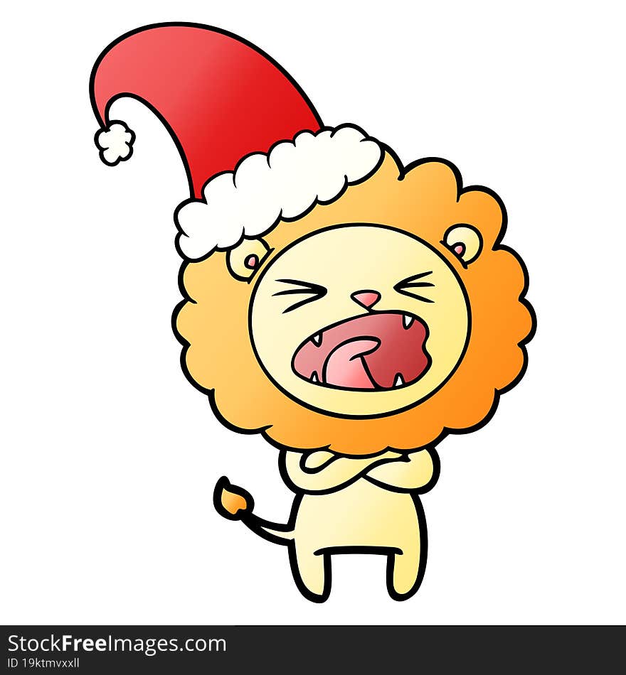 cartoon angry christmas lion. cartoon angry christmas lion