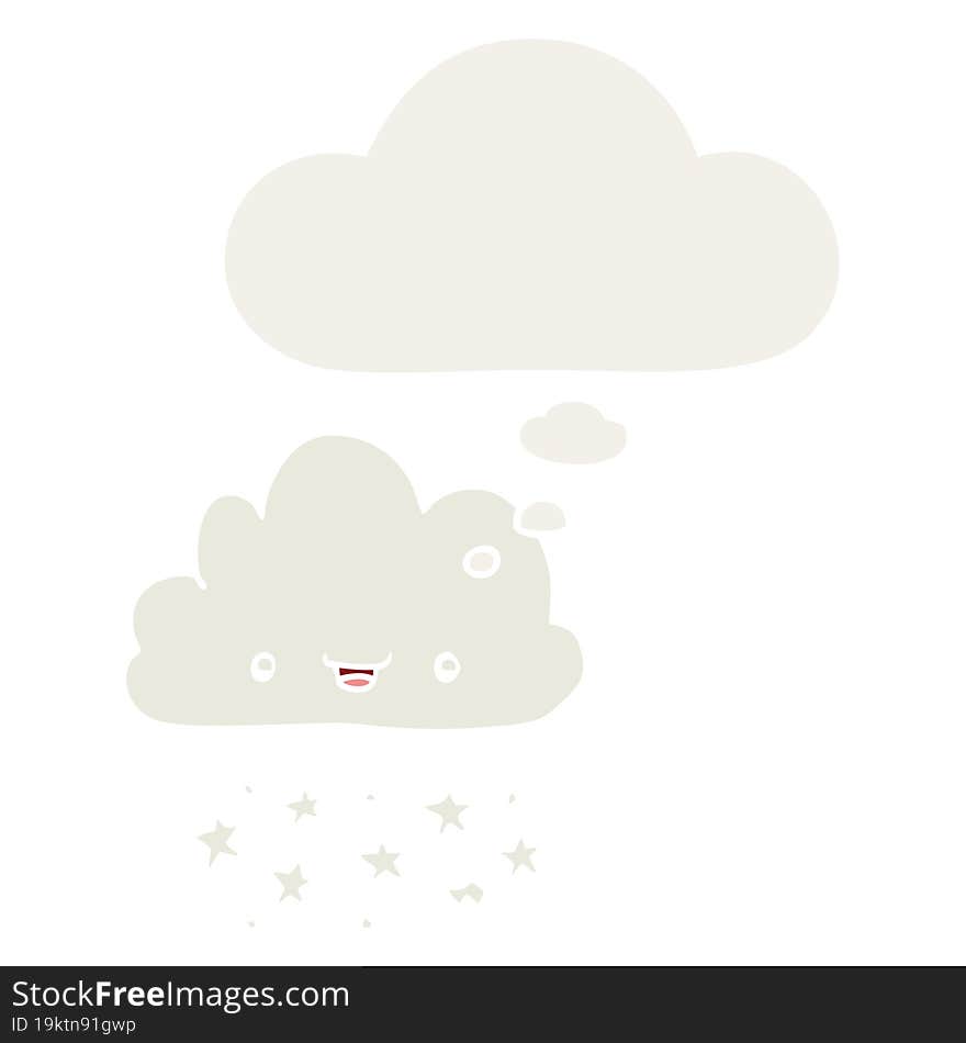 cartoon storm cloud and thought bubble in retro style