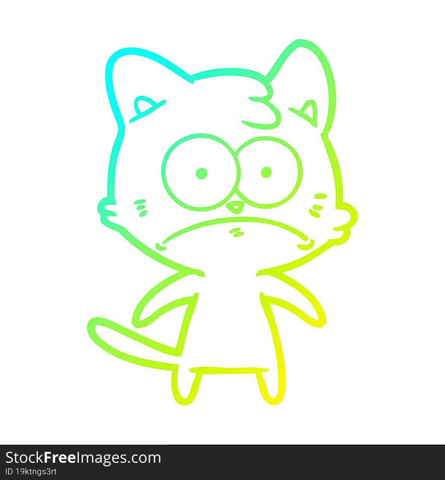 cold gradient line drawing cartoon nervous cat