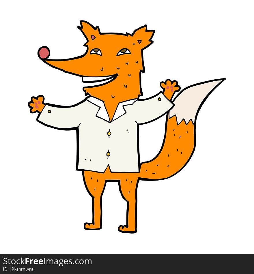 cartoon happy fox wearing shirt