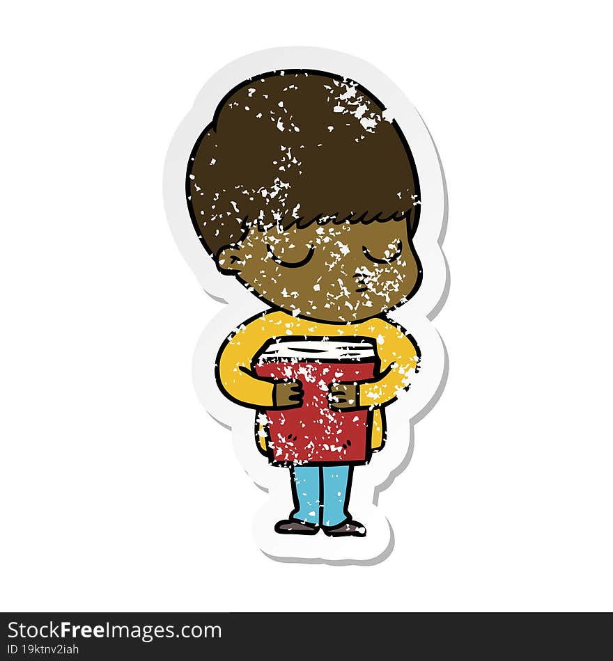 distressed sticker of a cartoon calm boy