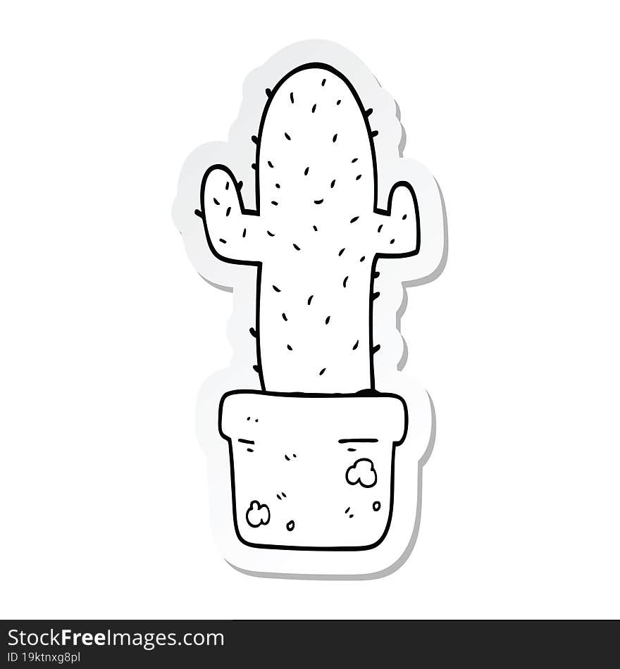 sticker of a cartoon cactus