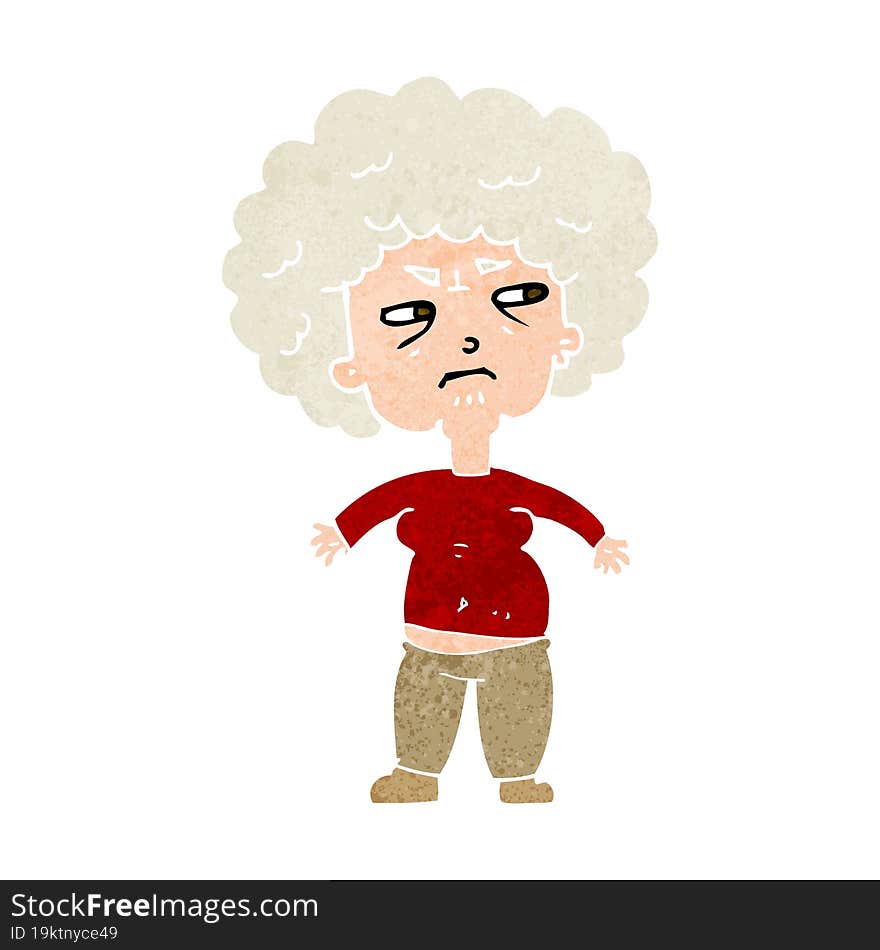 Cartoon Annoyed Old Woman