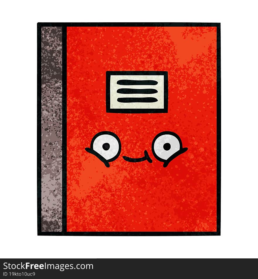 retro grunge texture cartoon of a notebook