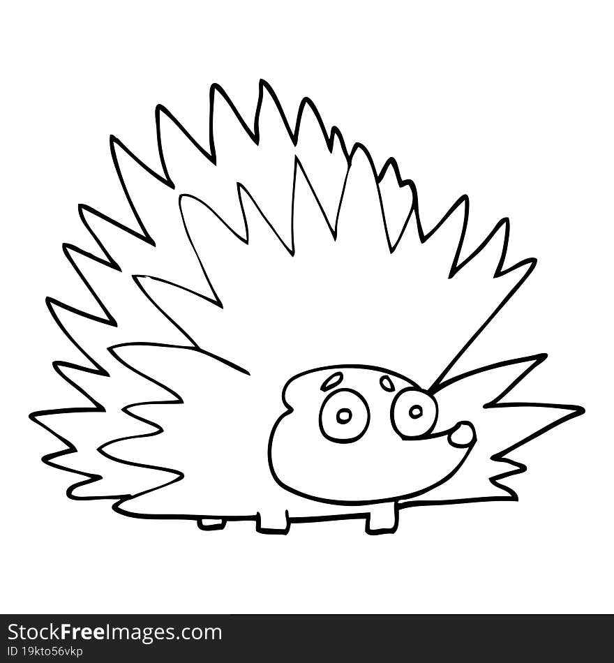 line drawing cartoon spiky hedgehog