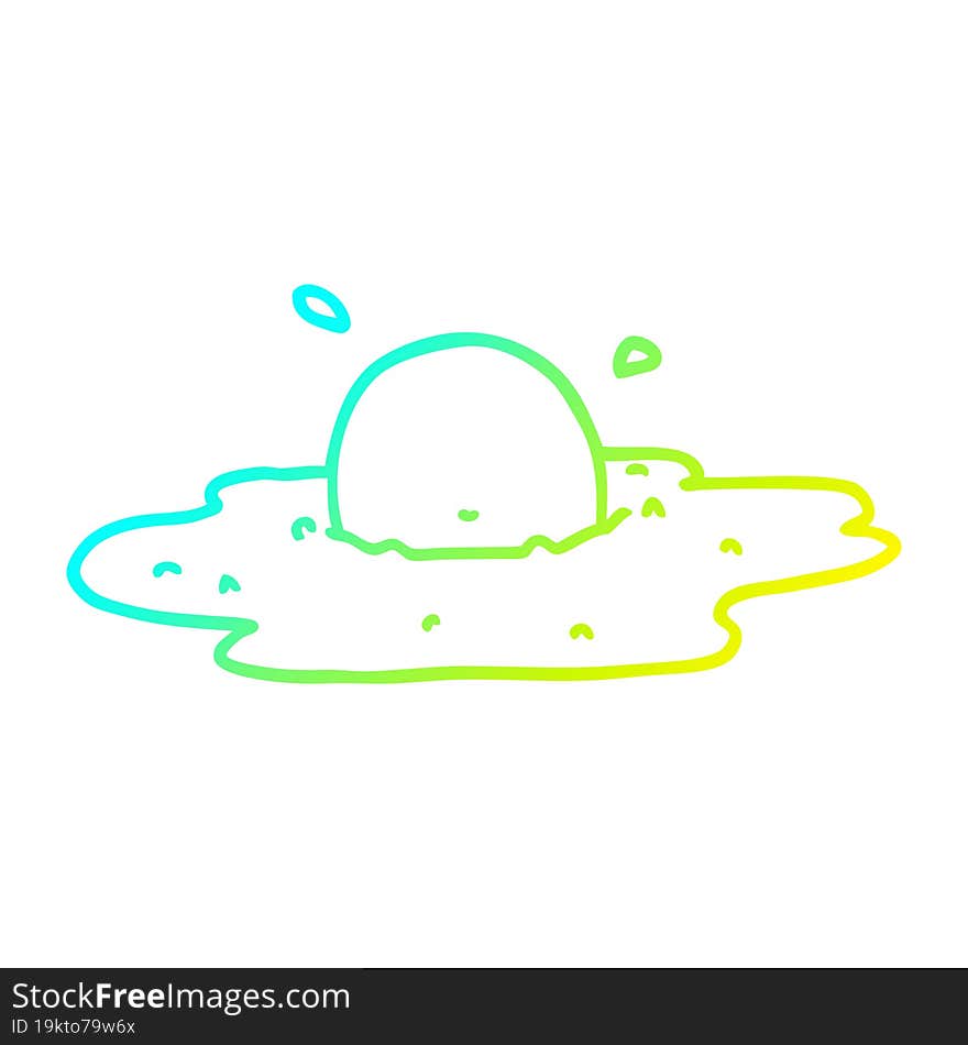 Cold Gradient Line Drawing Cartoon Fried Egg