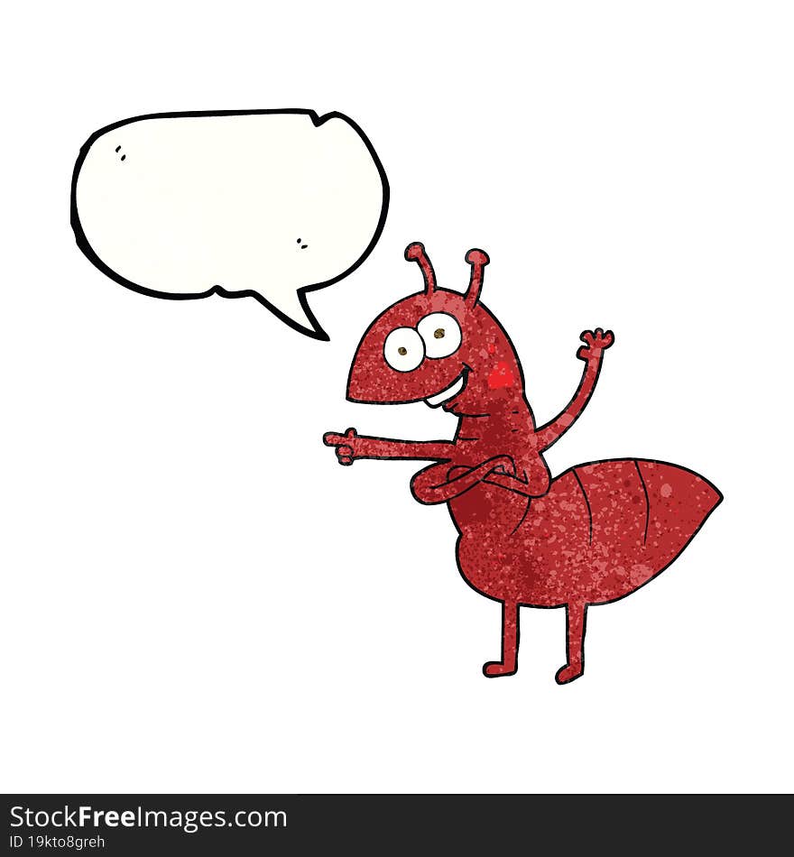 speech bubble textured cartoon ant