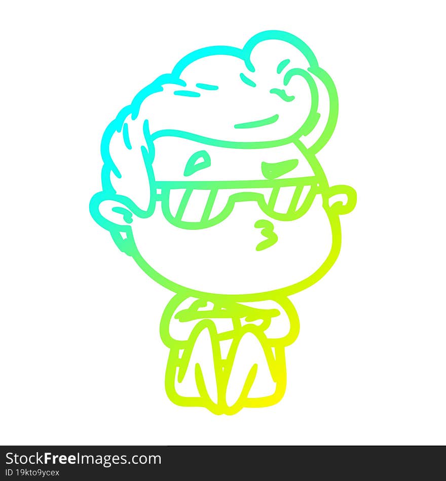 cold gradient line drawing cartoon cool guy