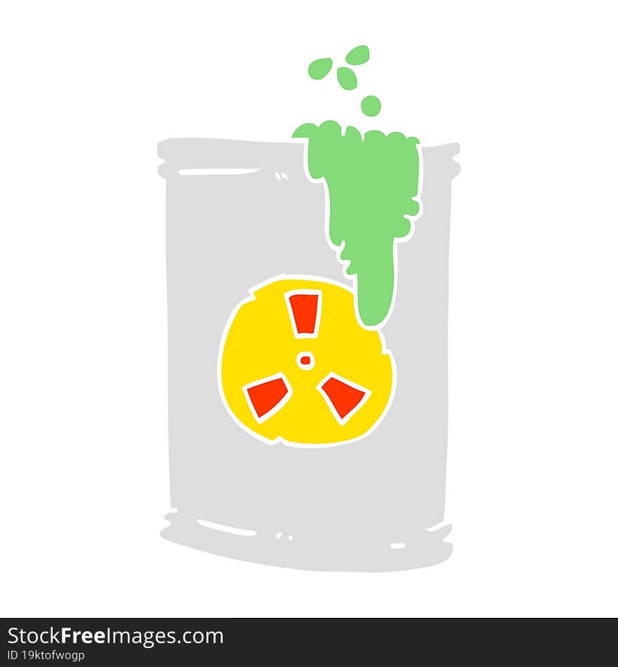 Flat Color Illustration Of A Cartoon Radioactive Waste