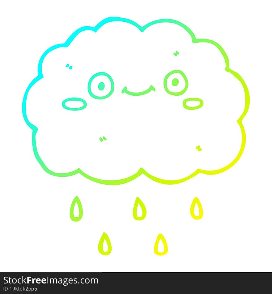 cold gradient line drawing cute cartoon cloud