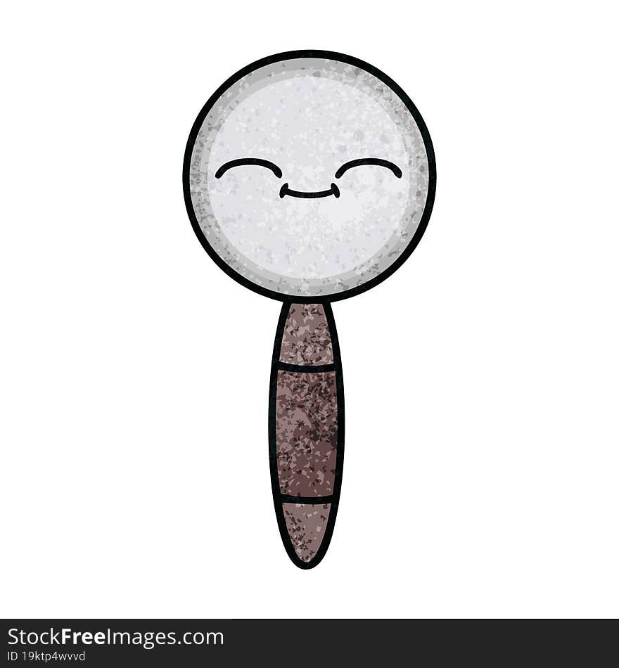 Retro Grunge Texture Cartoon Magnifying Glass