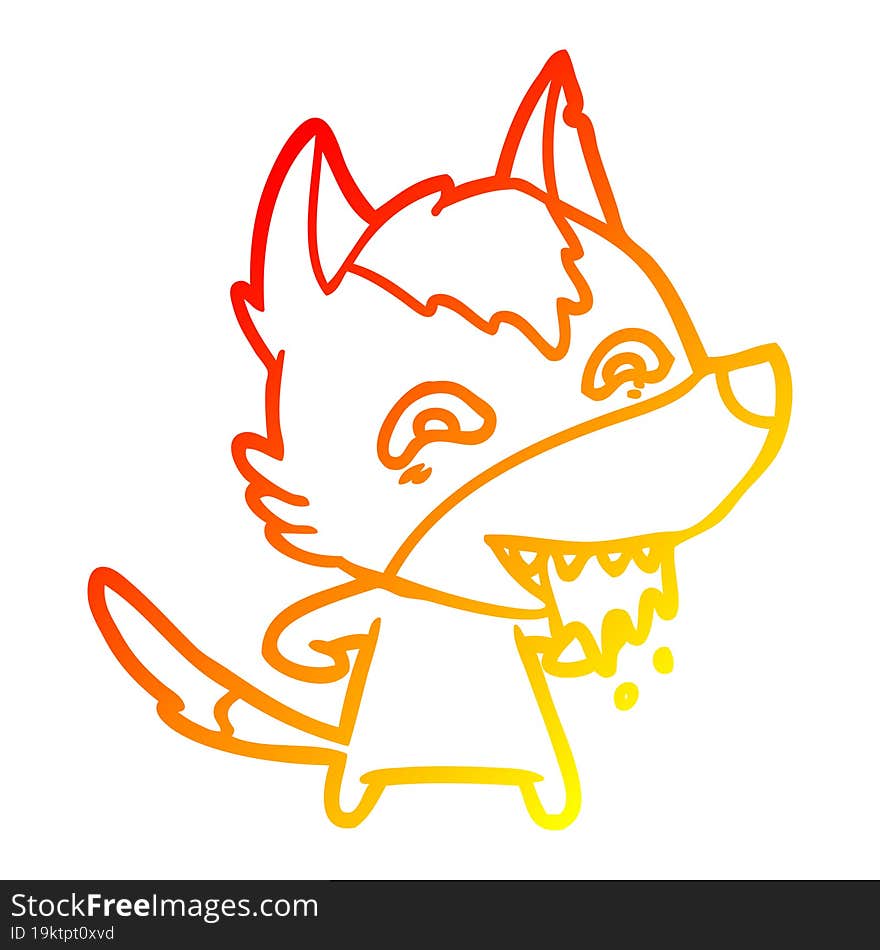 warm gradient line drawing cartoon hungry wolf