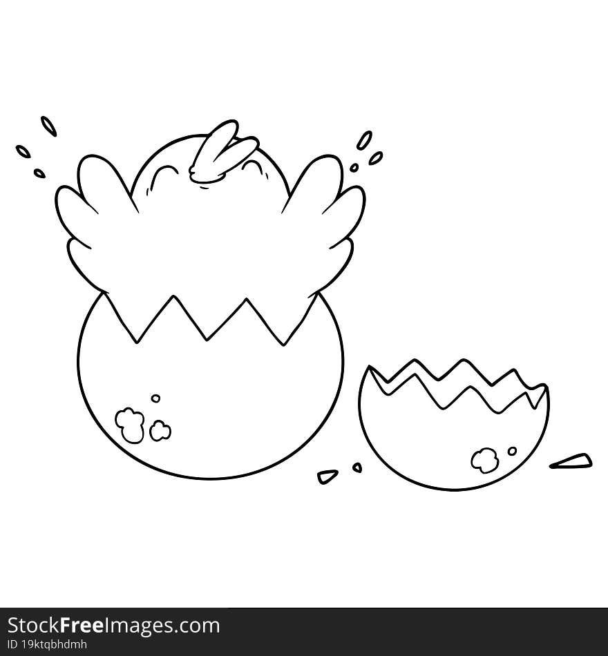 cartoon chick hatching from egg. cartoon chick hatching from egg