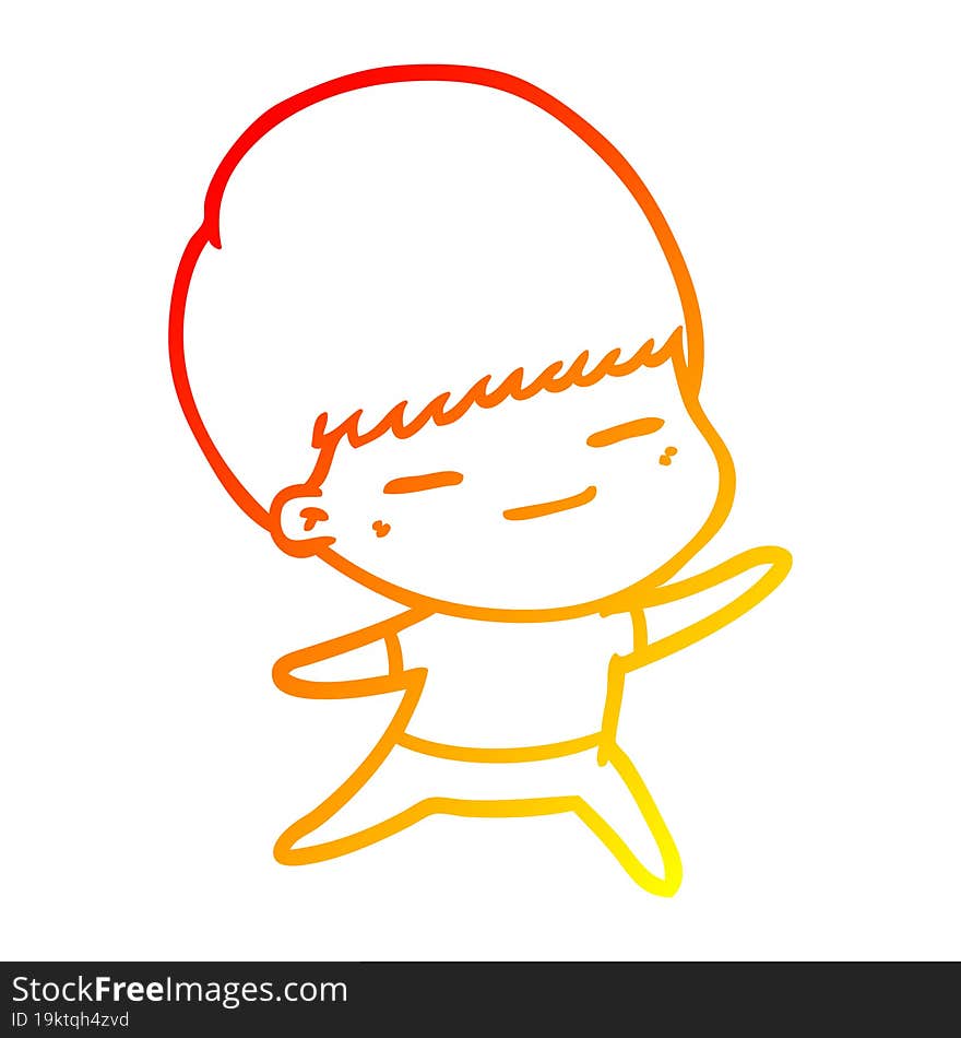 warm gradient line drawing cartoon smug boy