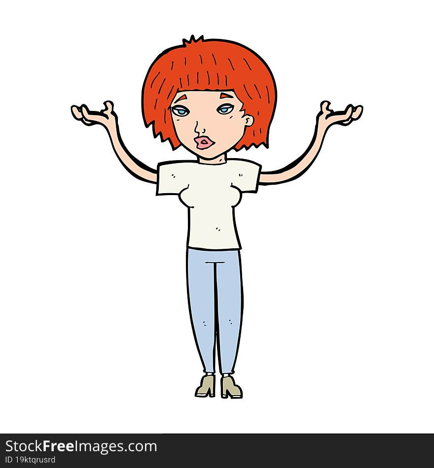 Cartoon Woman Shruggin Shoulders