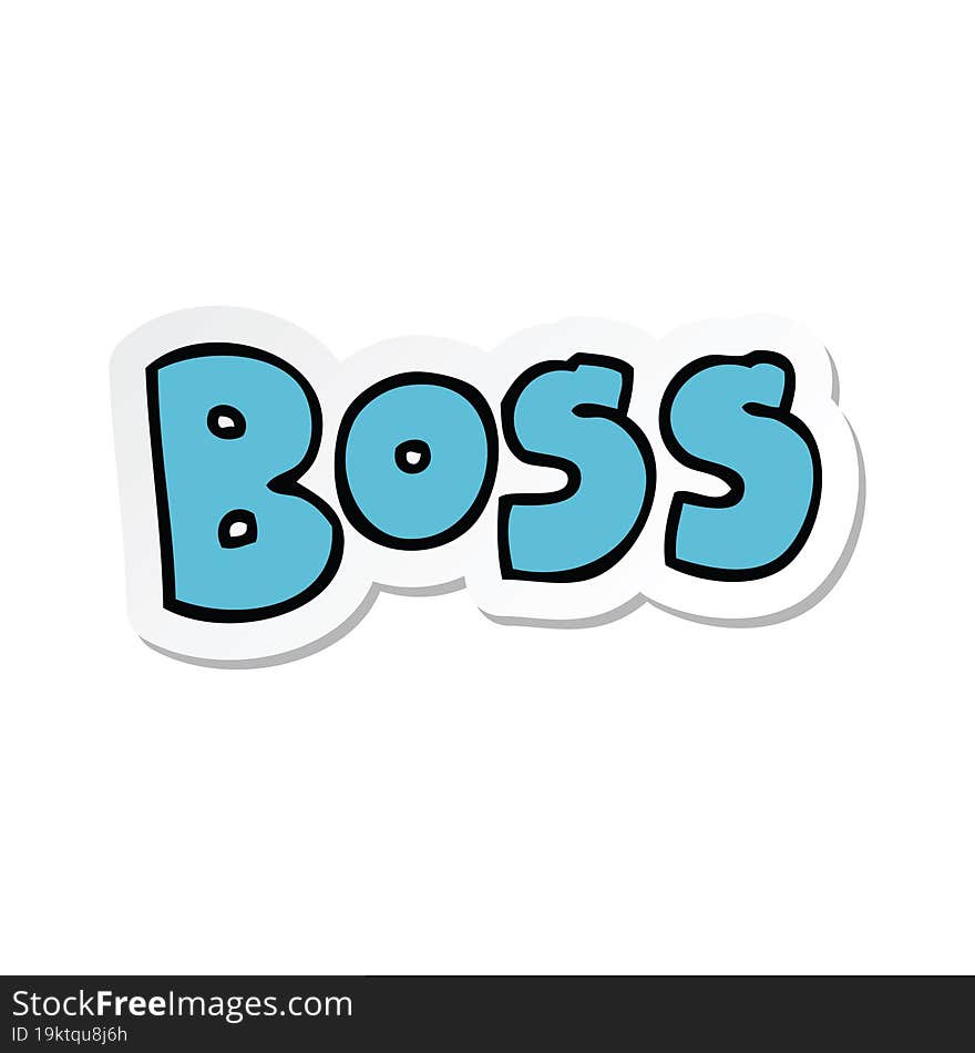 sticker of a cartoon word boss