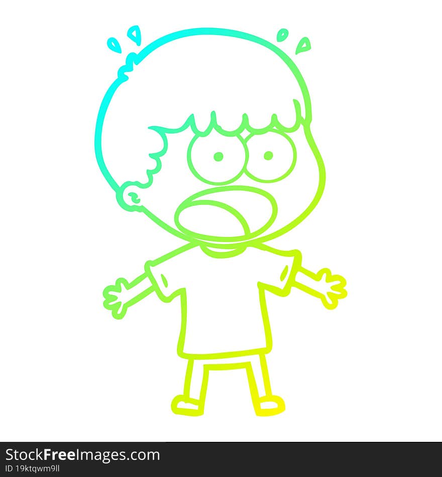 cold gradient line drawing cartoon shocked man