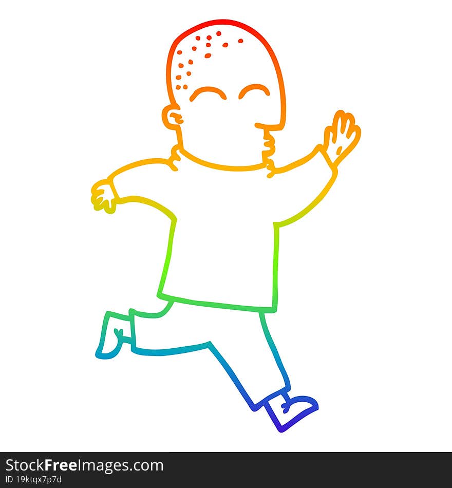 Rainbow Gradient Line Drawing Cartoon Man Running