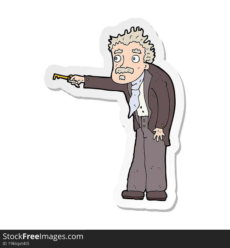 sticker of a cartoon man trembling with key unlocking