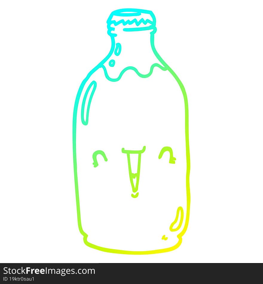 cold gradient line drawing cute cartoon milk bottle