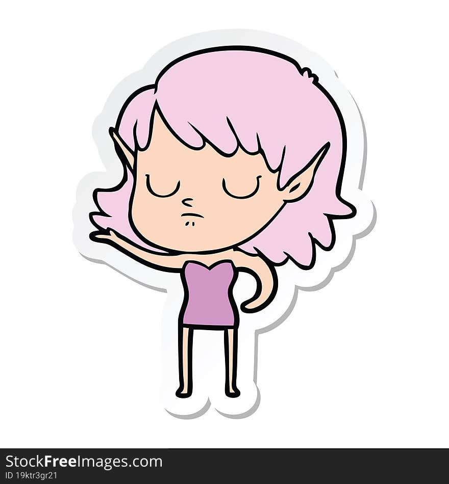 sticker of a cartoon elf girl