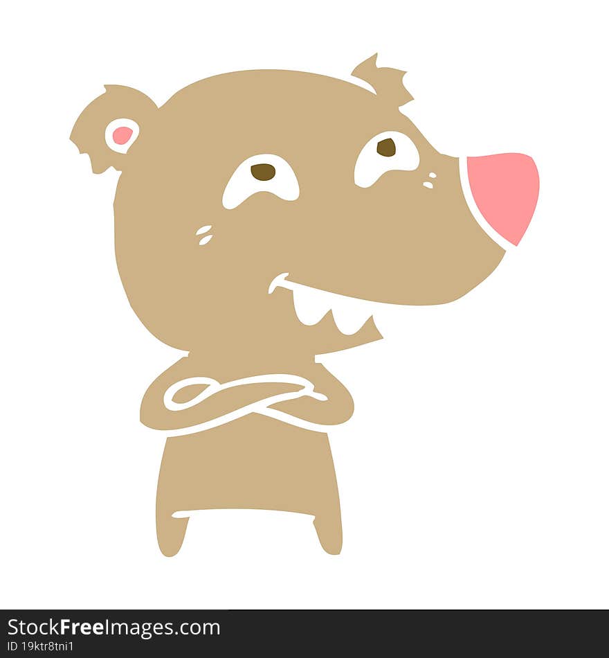 flat color style cartoon bear showing teeth