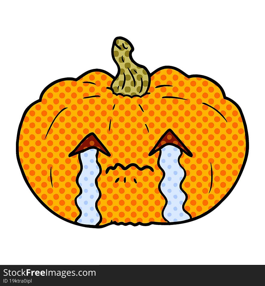 cartoon crying halloween pumpkin. cartoon crying halloween pumpkin