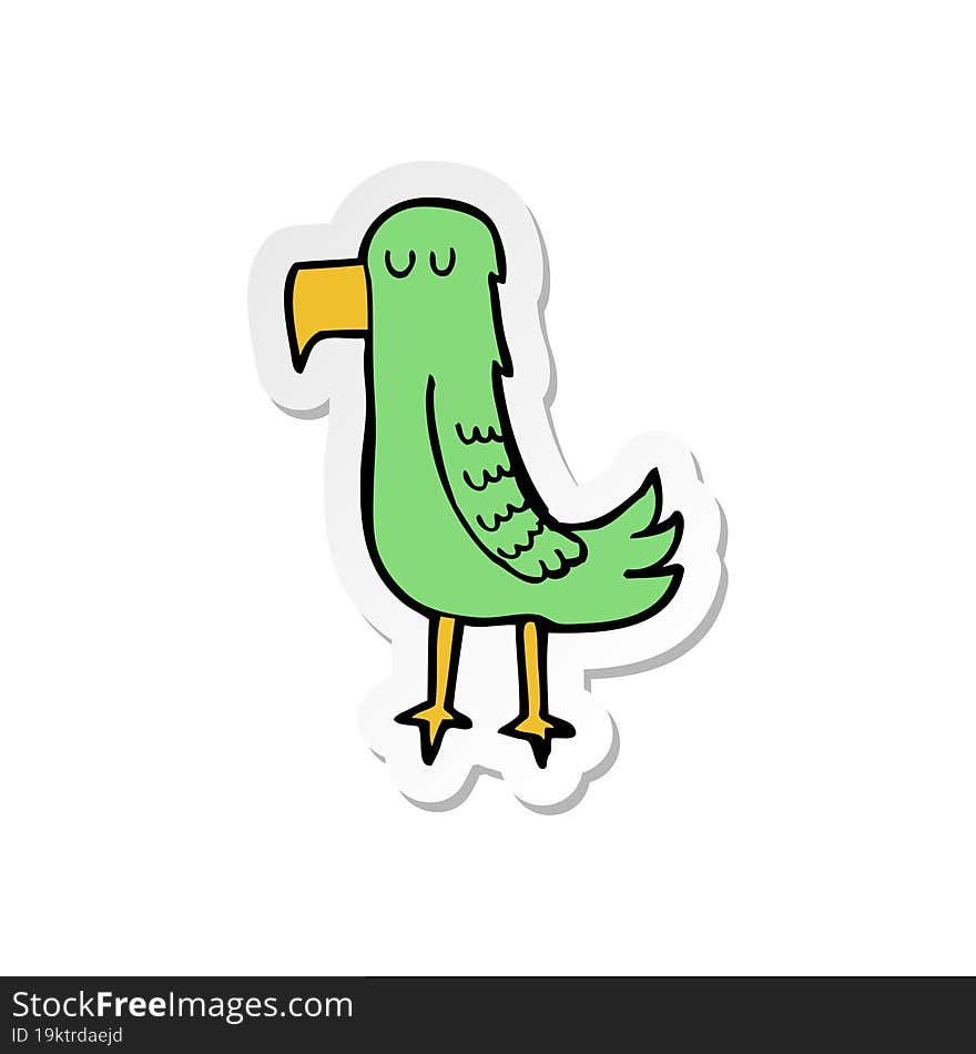 Sticker Of A Cartoon Parrot