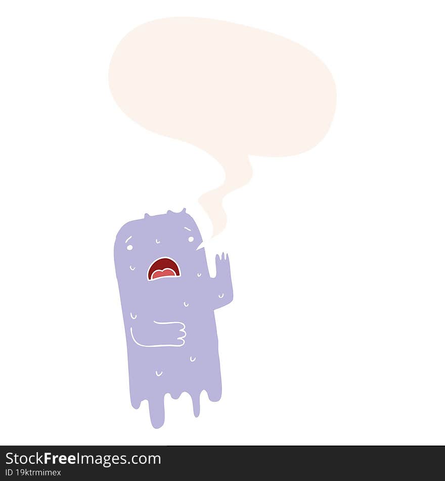 Cartoon Ghost And Speech Bubble In Retro Style