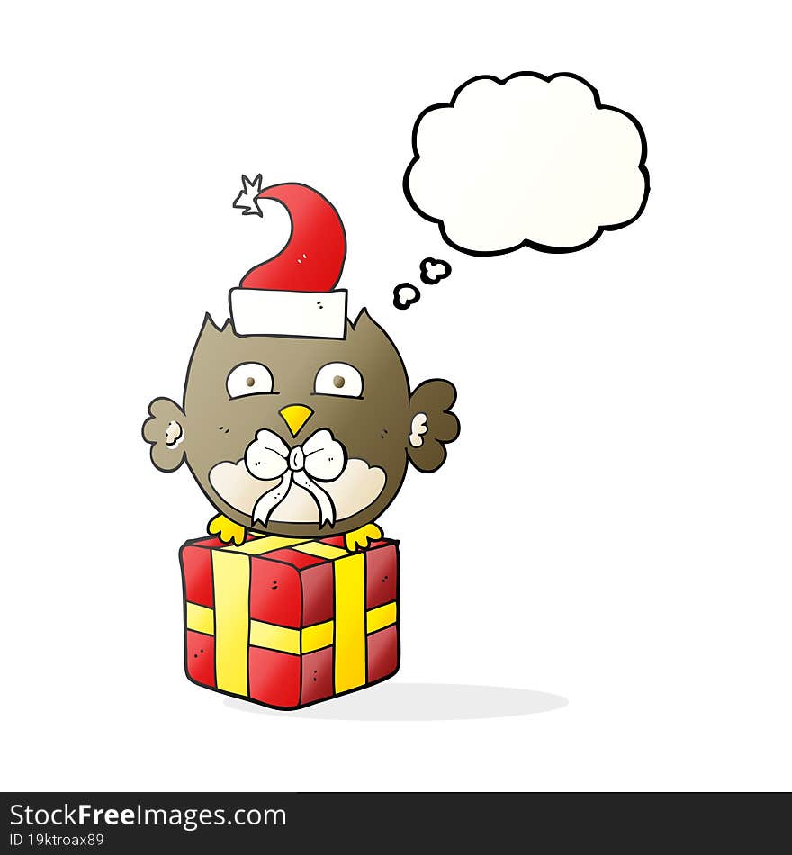 thought bubble cartoon christmas owl