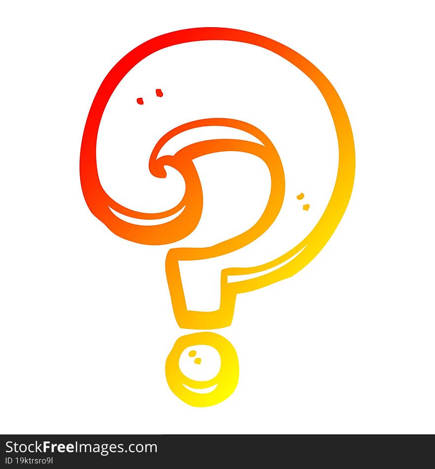 warm gradient line drawing cartoon question mark